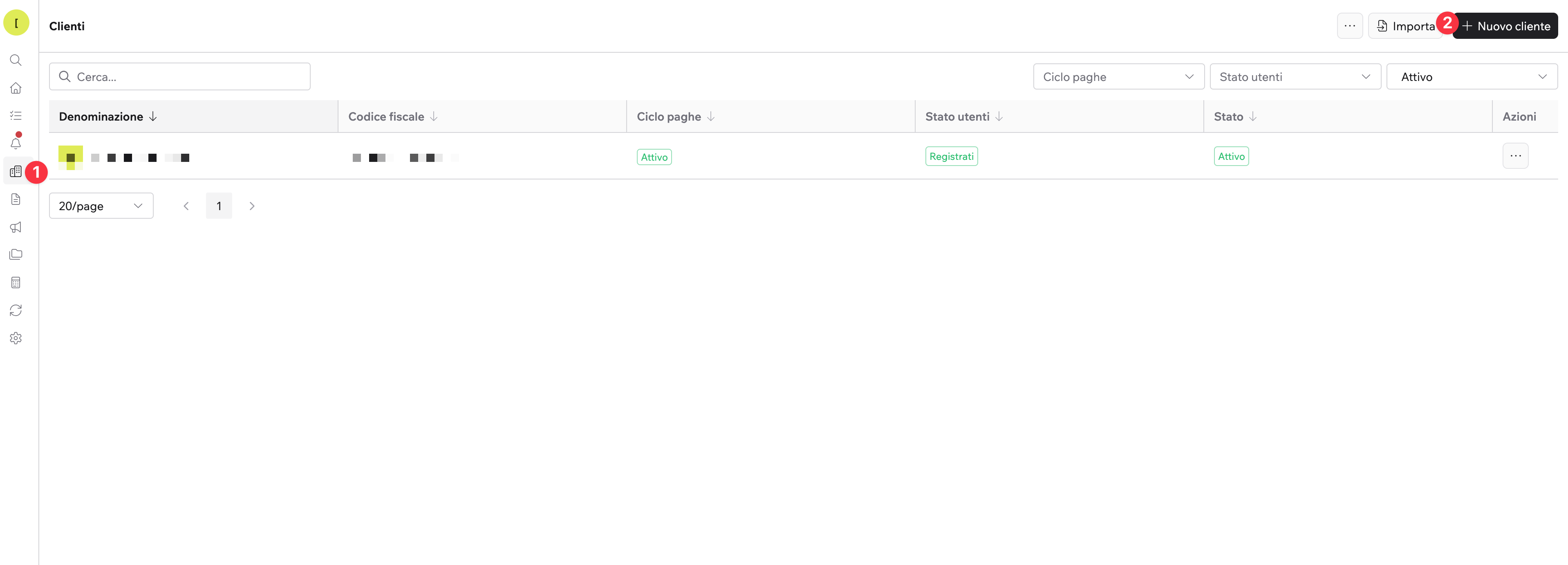 Screenshot schermata aggiunta cliente